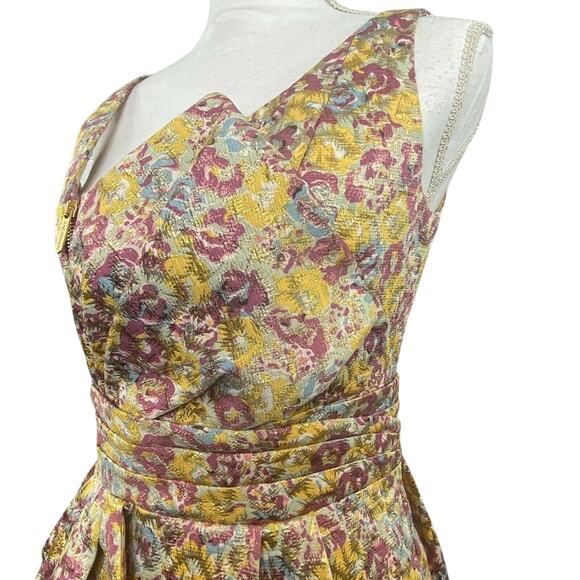 Zac Posen Target Floral Brocade Mini Dress Gold Size 5 Sleeveless Party Cocktail - Picture 6 of 11